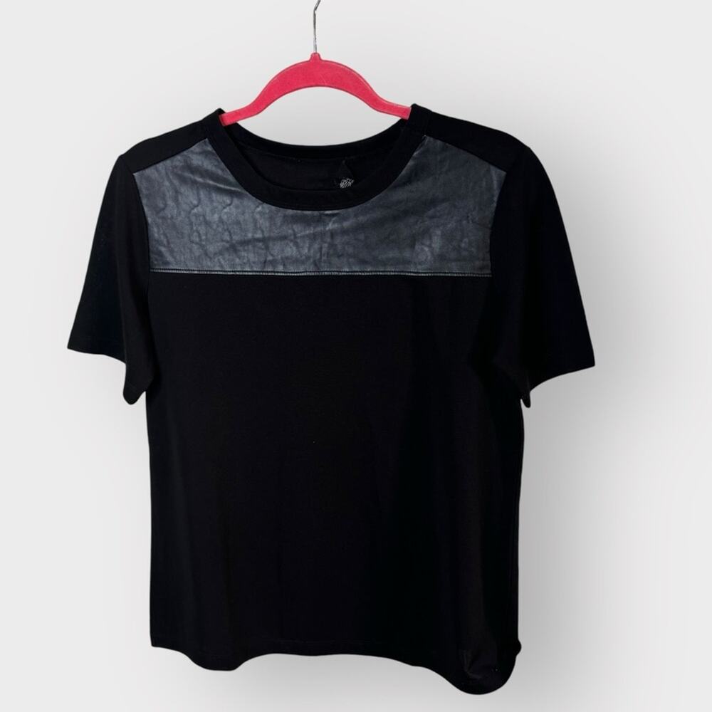 Lucca Couture top with faux leather accent